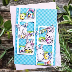 Sunny Studio Stamps: Chubby Bunny Window Trio Dies Easter Card by Eloise Blue 