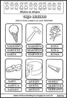 Atividades de alfabetização,caça-palavras