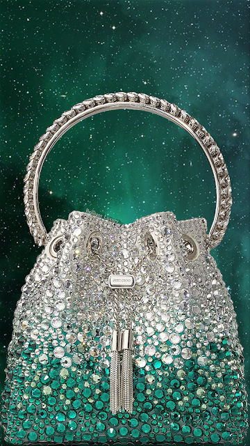 ♦Emerald green Jimmy Choo Bon Bon bag with Swarovski crystals #brilliantluxury