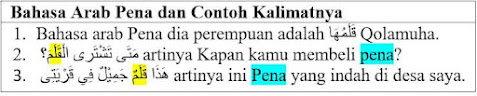 Bahasa Arab Pena dan Contoh Kalimatnya