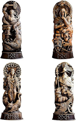 Statues, Odin, Thor, Loki et Freya