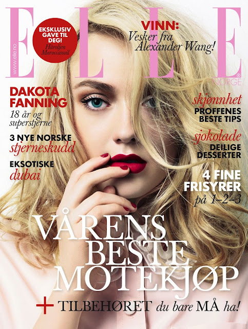 Dakota Fanning is the April 2012 covergirl for Elle Norway