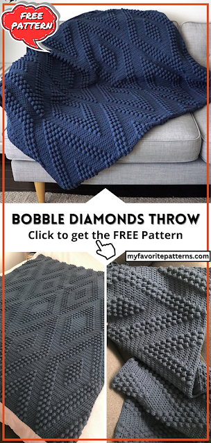 Bobble Diamonds Throw Free Crochet Pattern