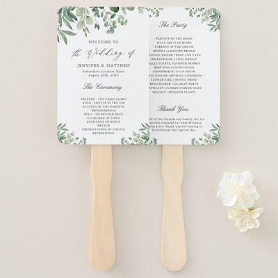  Simple Elegant Eucalyptus Leaves Wedding Program Hand Fan