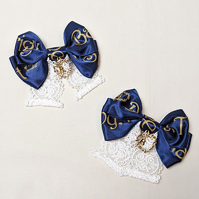 BABY Logo Ribbon Combs (2020) Navy x Offwhite lace