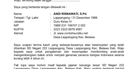 Contoh Surat Pengunduran Diri dari Jabatan Kepala Sekolah Terbaru Ms Word