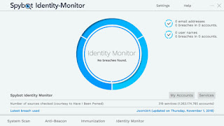Spybot Identity Monitor memungkinkan Anda menemukan akun online yang dilanggar