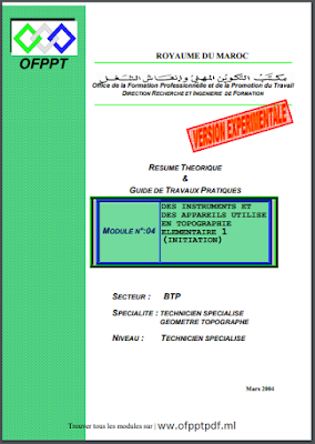 MODULE 04: instruments et  appreils  topographiques SECTEUR : BTP SPECIALITE : TECHNICIEN  SPECIALISE GEOMETRE TOPO