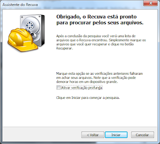 Recuperação de arquivos apagados com o programa Recuva