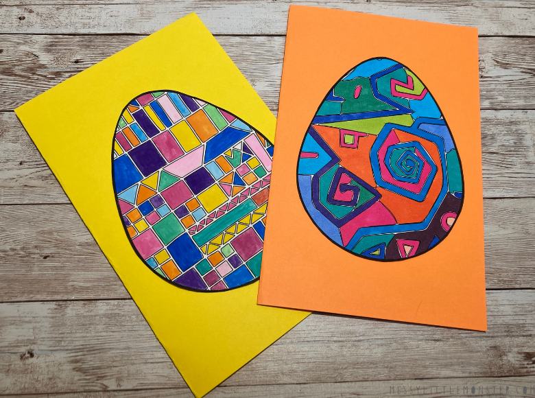 Easter egg craft made from Easter egg template