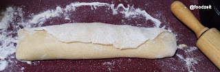 Rolled up dough with the pudding inside