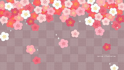 【梅花】冬の花のおしゃれでシンプルかわいいイラストPC壁紙・背景