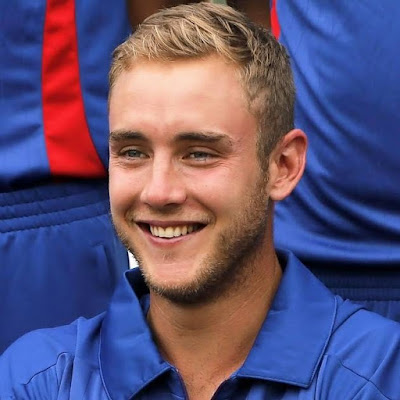 Stuart Broad shares a drink with his girlfriend Bealey Mitchell after 