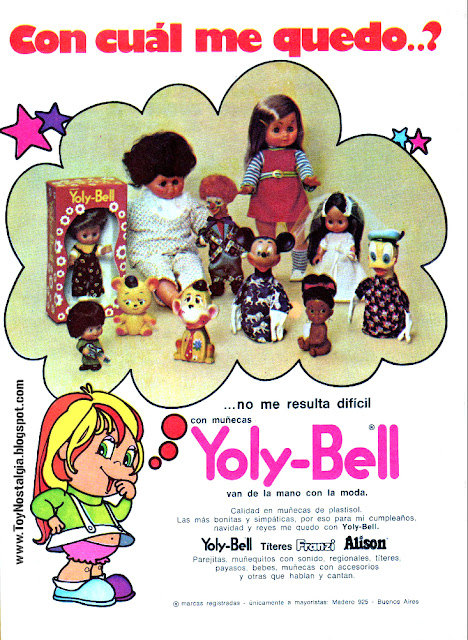 YOLY-BELL - Muñecas, Títeres y Muñecos de goma (publicidades argentinas juguetes, golosinas y útiles)