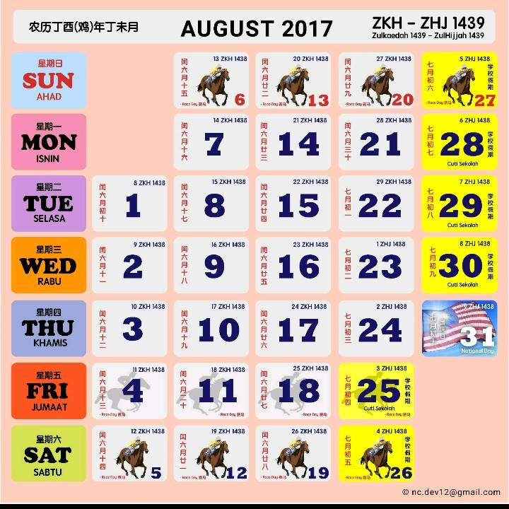 Kalendar Kuda 2017 Malaysia Dan Senarai Cuti Panjang 