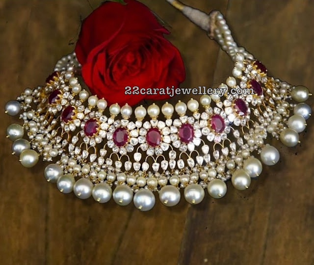 Polki Diamond Ruby Choker by Hiya Jewellers