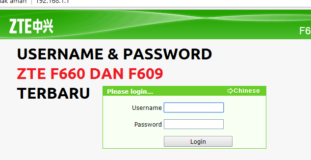 Username Dan Password Indihome Modem Zte F660 Dan F609 Terbaru