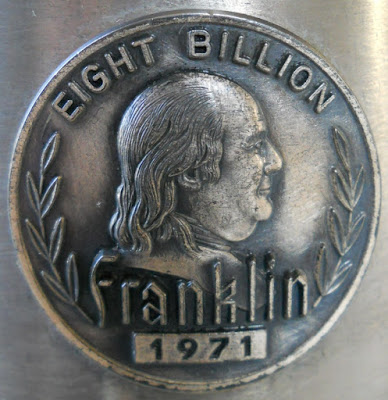 Ben Franklin Eight Billion 1971 Medallion on Towle Newburyport Number 7642 Pewter Mug - Beer Stein - Tankard 