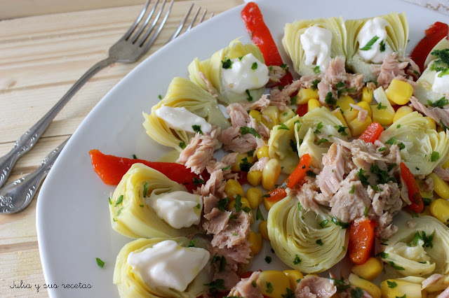 Ensalada de alcachofas y atún. Julia y sus recetas