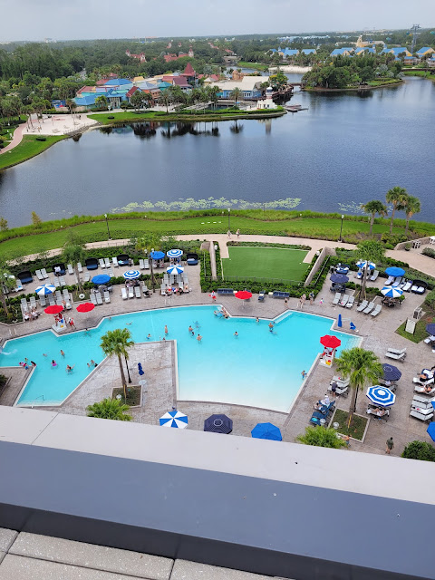 View of Disney's Caribbean Beach resort from Riviera's Topolino's Terrace