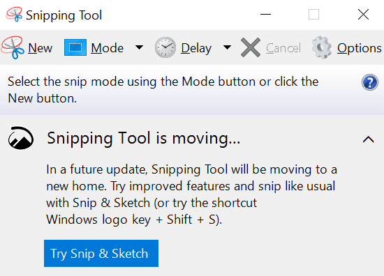 Snipping Tool Menu