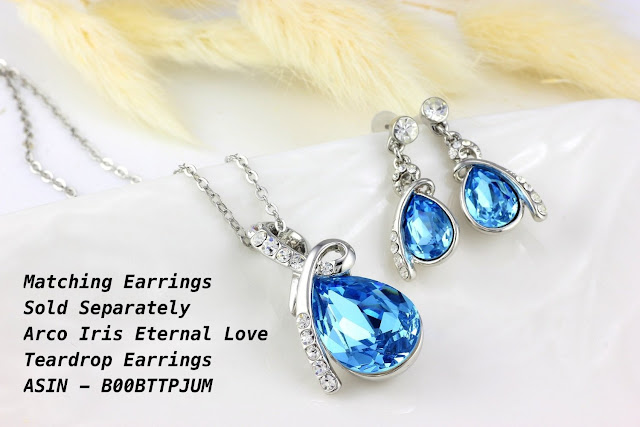 Arco Iris Eternal Love Teardrop Swarovski Elements Crystal Pendant Necklace for Women