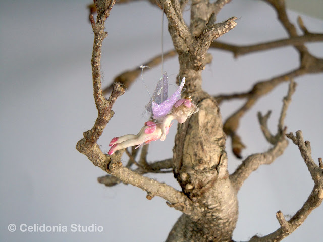 flying micro fairy in polymer clay