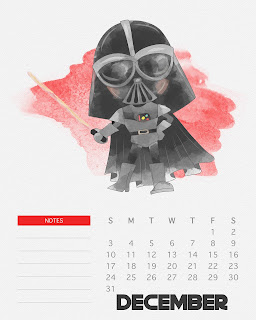 Calendario 2017 de Star Wars para Imprimir Gratis  Diciembre.