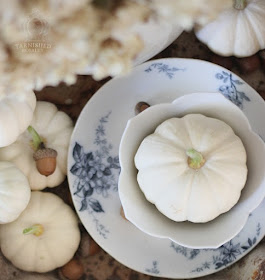 Tarnished Royalty-White Pumpkins- Blue Transferware-Treasure Hunt Thursday- From My Front Porch To Yours