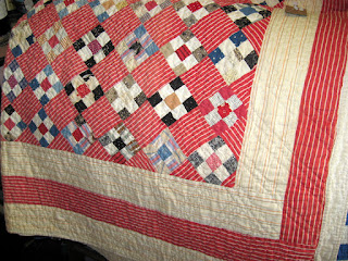 Vintage 9-patch quilt set on point with alternate setting blocks