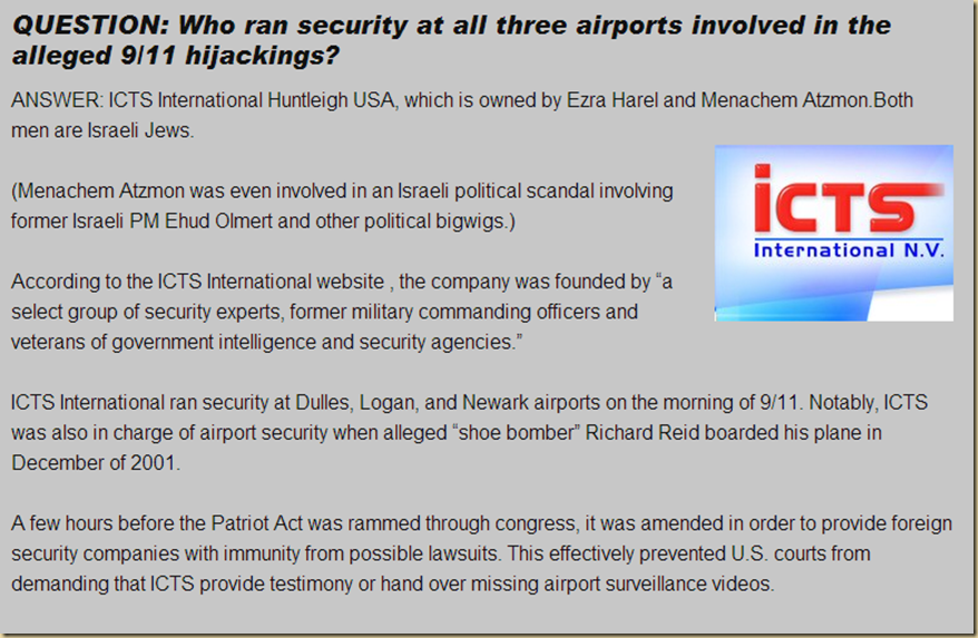 QUESTION: Who ran security at all three airports involved in the alleged 9/11 hijackings?