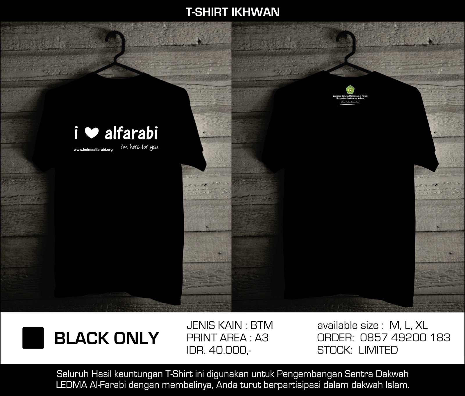 Desain T-Shirt I Love Al-Farabi & Muslimah Al-Farabi 'anggun dan bersahaja'