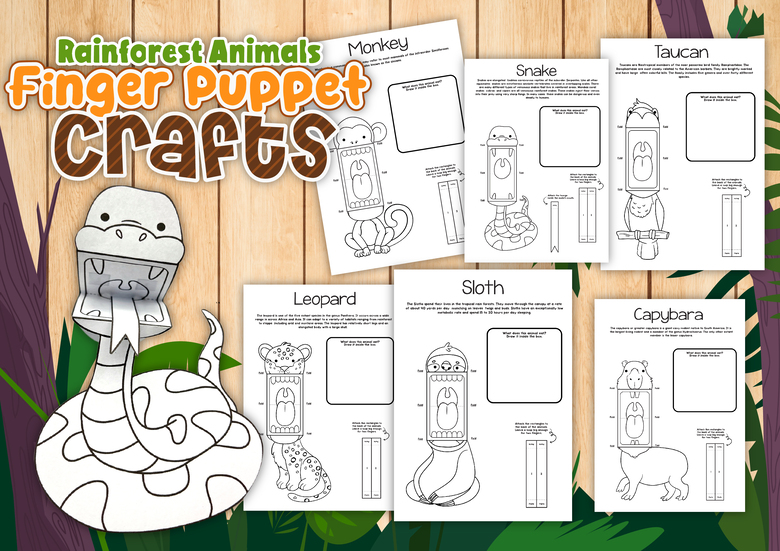 rainforest animal finger puppet crafts