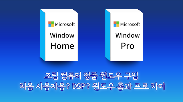 조립 컴퓨터 정품 윈도우 구입 처음 사용자용? DSP? 윈도우 홈과 프로 차이