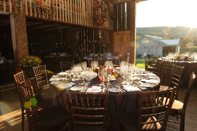 Hundreds of batteryoperated pillar candles lined the walls inside the barn 