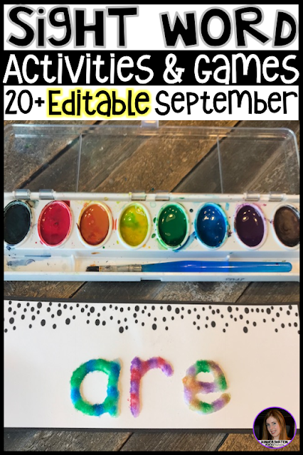 Are you looking for Back to School themed sight word activities that you can change to meet the needs of your kindergarten and/or first grade children?   Then, you will love Editable Sight Words Printables, Activities and Games for September.  Type in 20 sight words on one list and they will spread throughout all of the activities. 