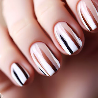 French stripes manicure nail art design