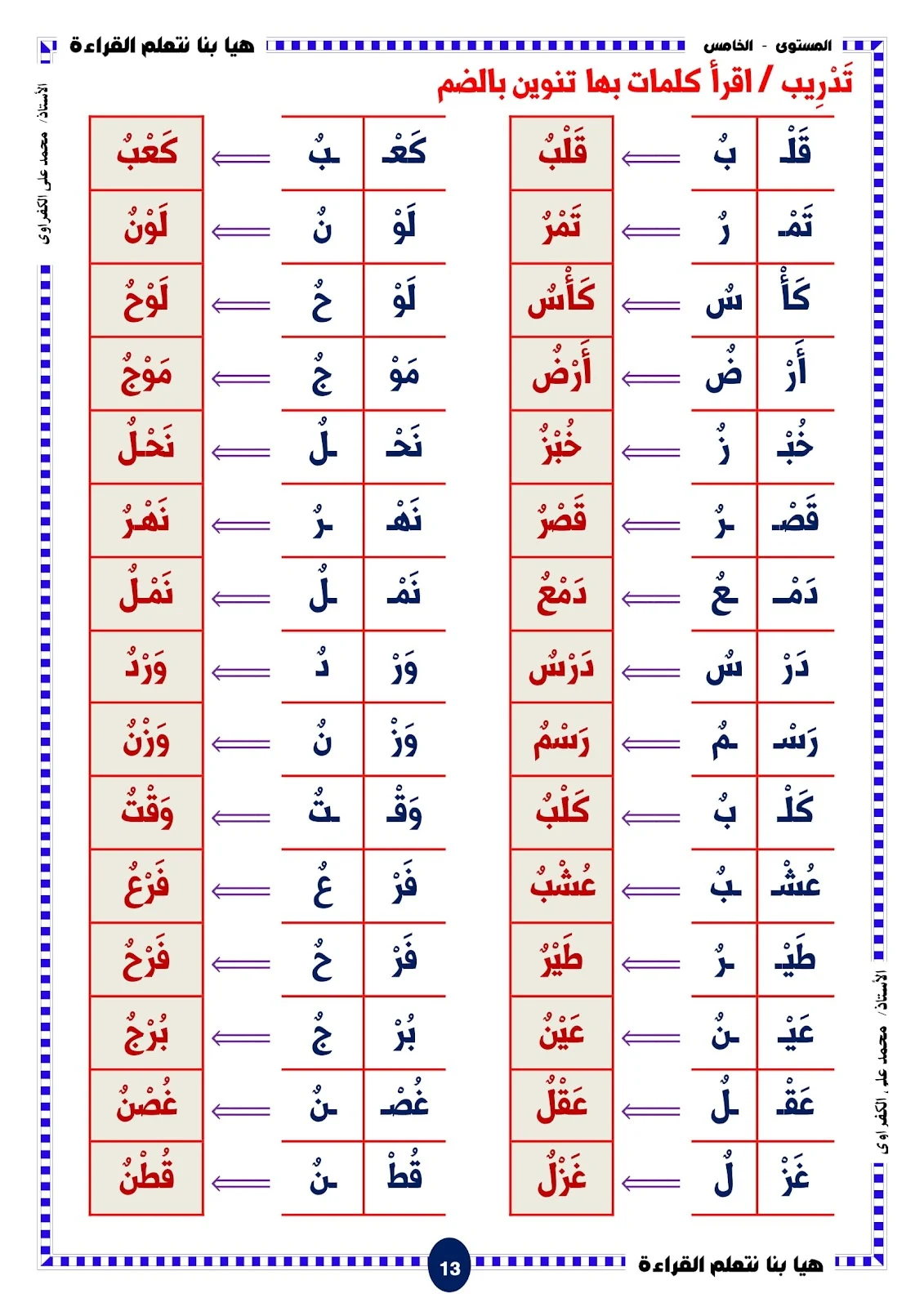 هيا بنا نتعلم القراءة المستوى الخامس الحروف والحركات