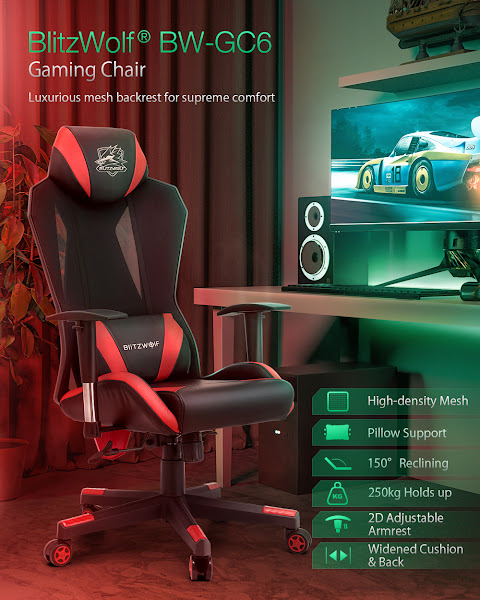 Cadeira gaming BlitzWolf BW-GC6 com material de alta qualidade