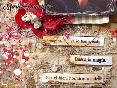 Detalle de la flor, técnica de goteo, y fondo con mixed media