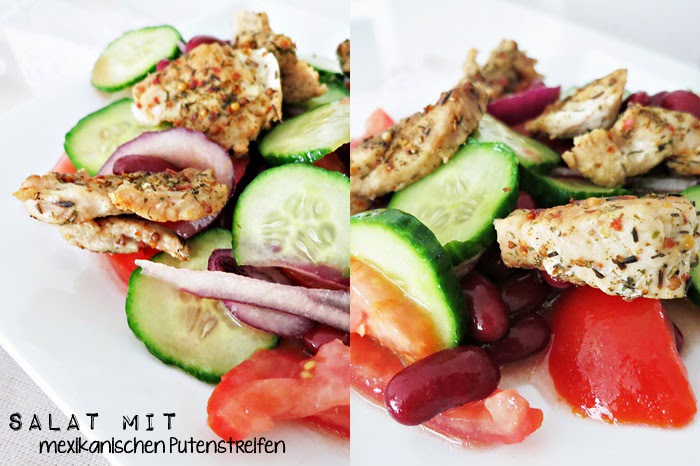 Salat mit mexikanischen Putenstreifen