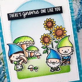 Sunny Studio Stamps: Stitched Arch Dies Home Sweet Gnome Happy Harvest Frilly Frame Dies Everyday Card by Ashley Ebben