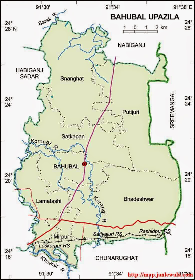bahubal upazila map of bangladesh