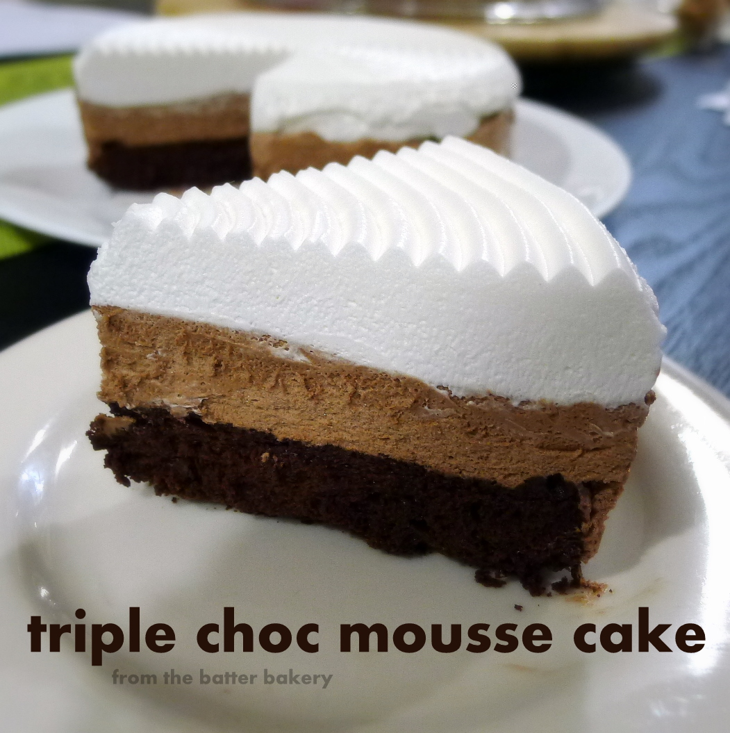 easy chocolate cake recipe TRIPLE CHOCOLATE MOUSSE CAKE
