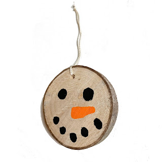 Wood Slice Snowman Ornament