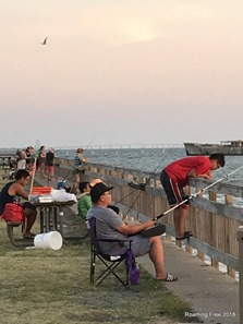 Lots of people fishing at the pier