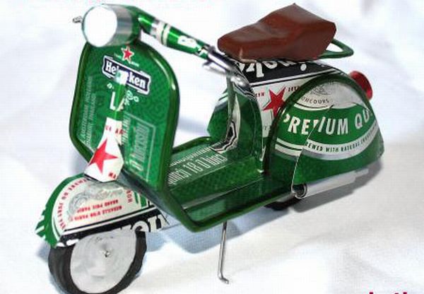 Showcase the good times as vehicles styled out of old beer cans