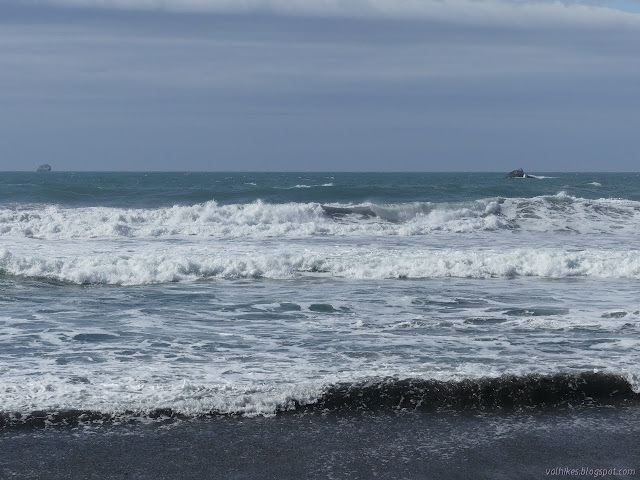 watching the waves and the distant rocks