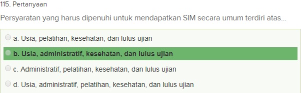 Contoh Soal Ujian teori SIM A dgn Kunci Jawaban Oktober 2018