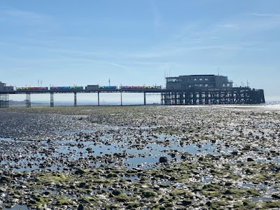 Worthing West Sussex pier at low tide